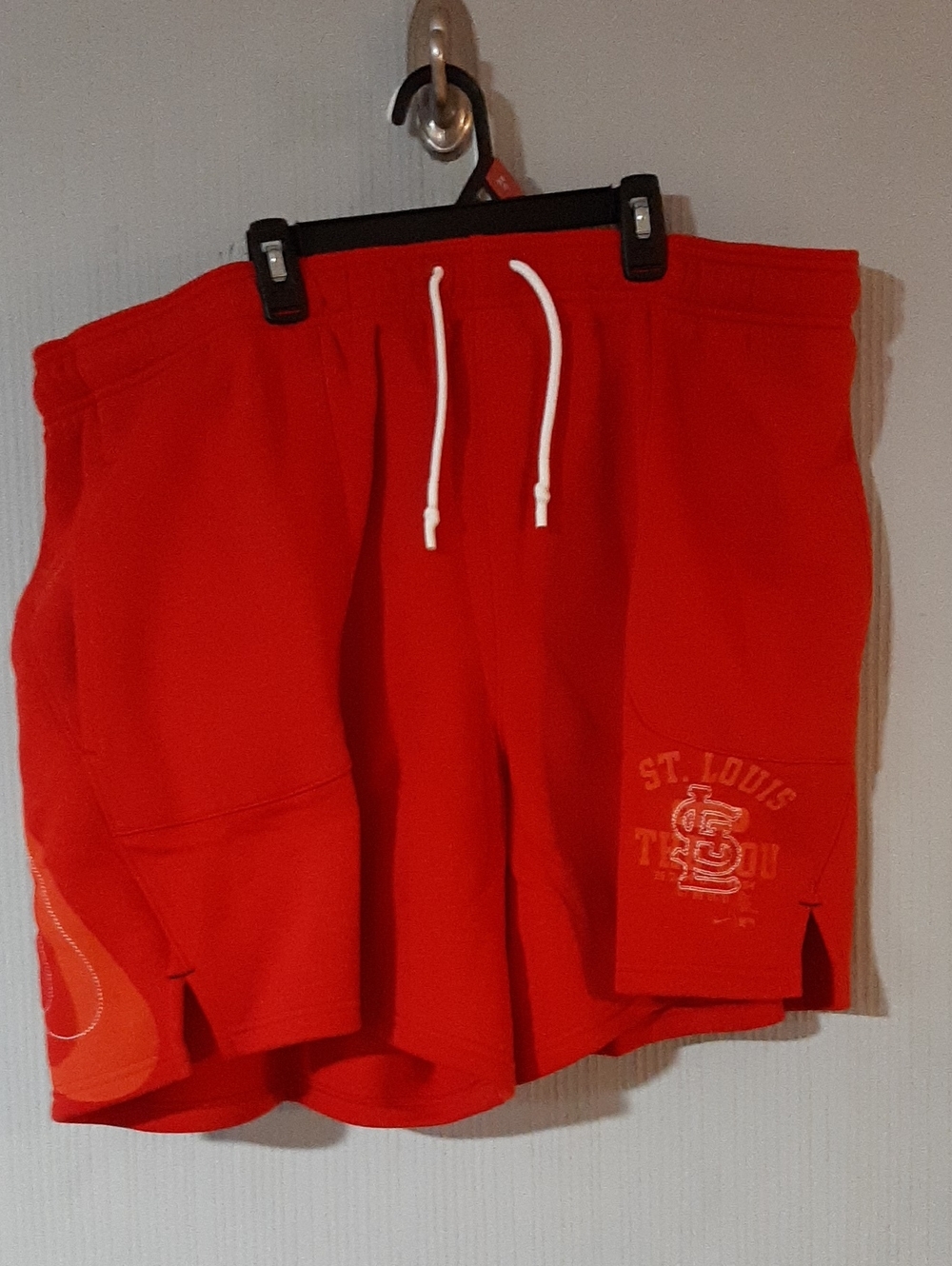 Nike Men's Red Athletic Shorts with White Drawstring